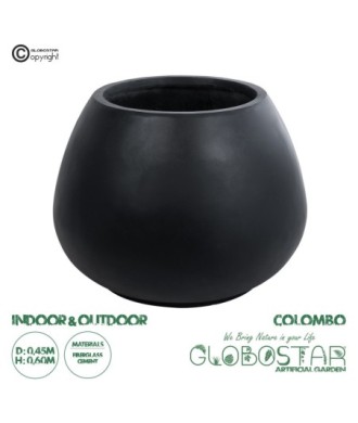 GloboStar® Artificial Garden COLOMBO 20695 Διακοσμητικό Πολυεστερικό Τσιμεντένιο Κασπώ Γλάστρα - Flower Pot Μαύρο Φ60 x Υ45cm